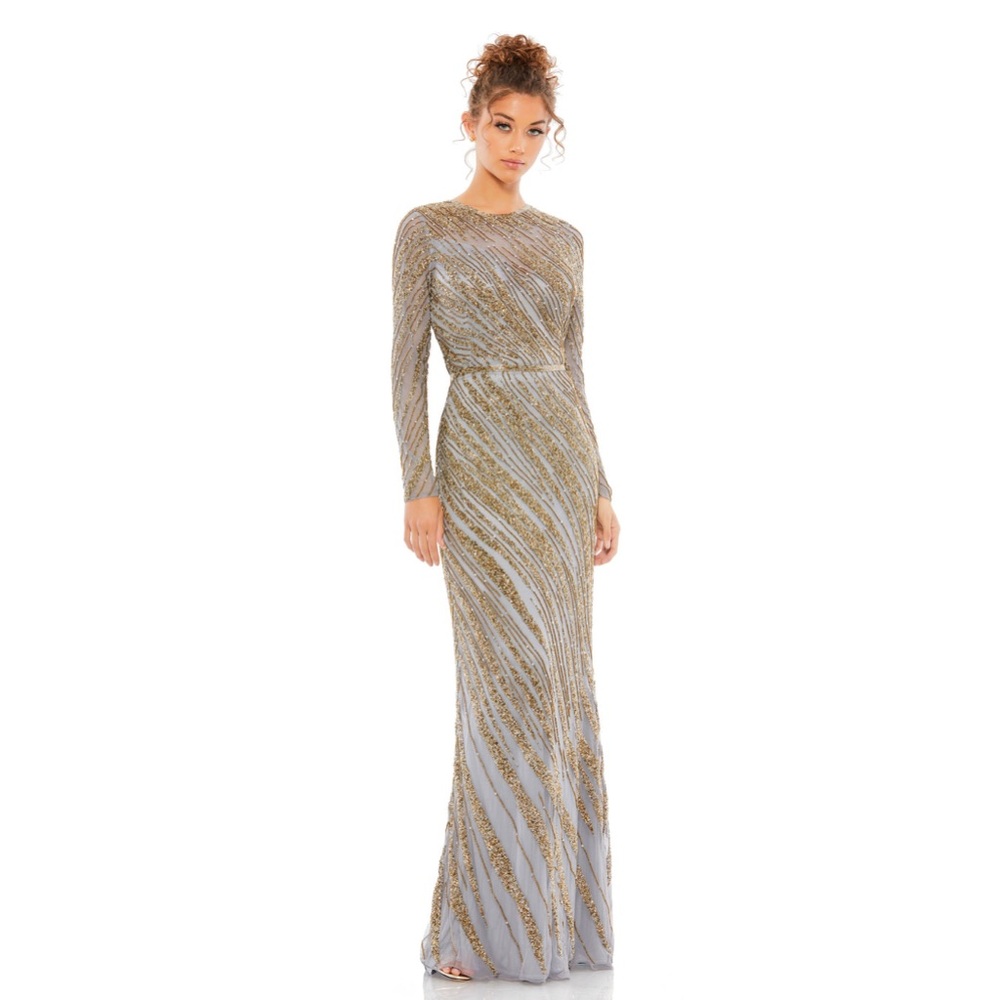 Mac Duggal Gold and Silver Maxi Dress